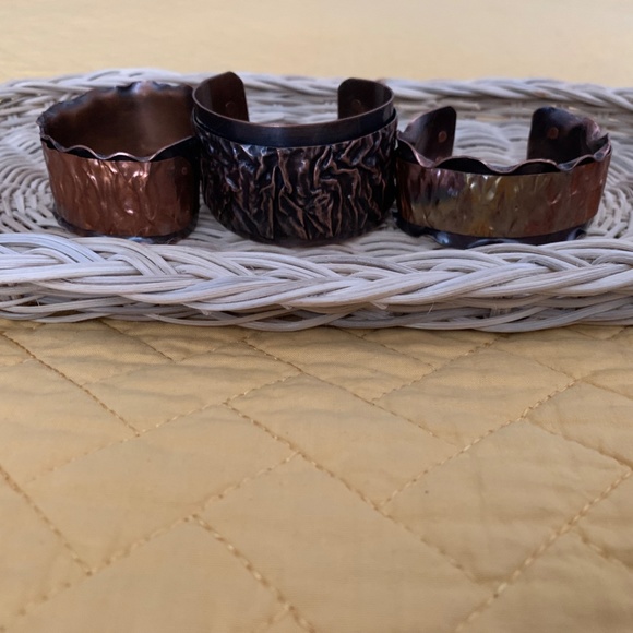 Set of Three Copper Tone Metal Cuff Bracelets - Picture 8 of 8